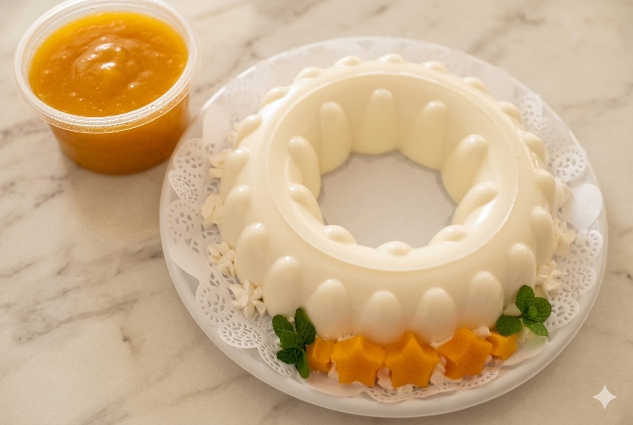 Gelatina de Yogurt con Salsa de Mango